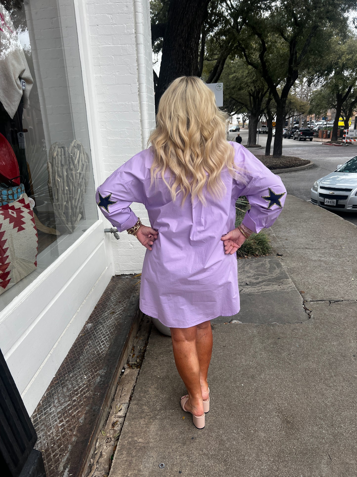 Caryn Lawn "Preppy" Dress Lavender with Blue Star