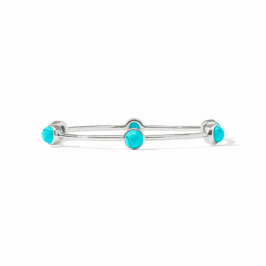 Julie Vos Milano Luxe Bangle- SILVER - Turquoise Blue