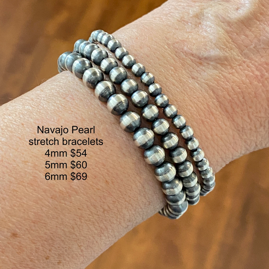 The "Fort Worth" Sterling Silver Navajo Pearl Stretch Bracelet