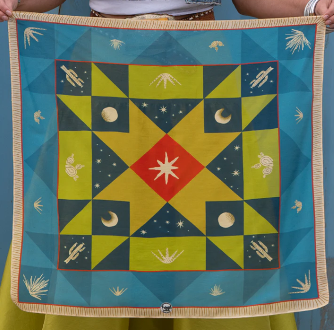 Quilted Desert bandana fringe scarves