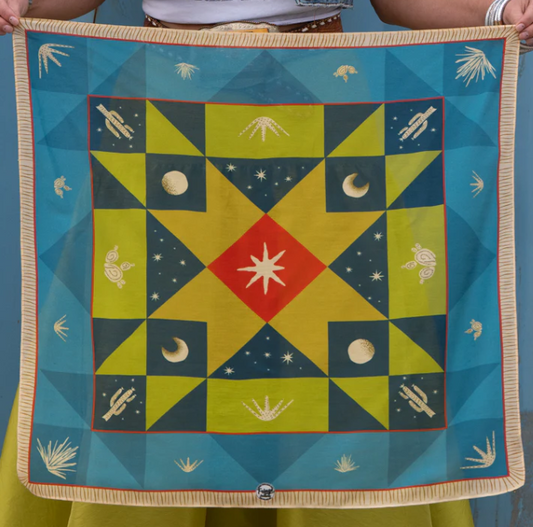 Quilted Desert bandana fringe scarves