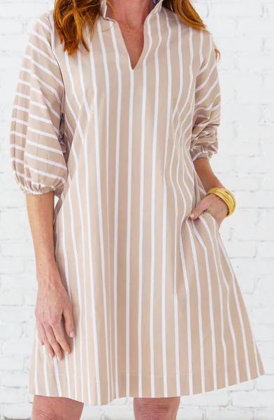 Caryn Lawn Slone Dress- Khaki