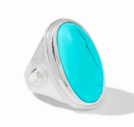 Julie Vos cannes Statement ring- Turquoise Blue size 8 silver