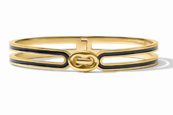 Julie Vos Laguna Enamel Hinge Bangle Obsidian Black