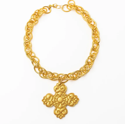 hidden Truth Jewelry Double Gold chain with Andrea Cross