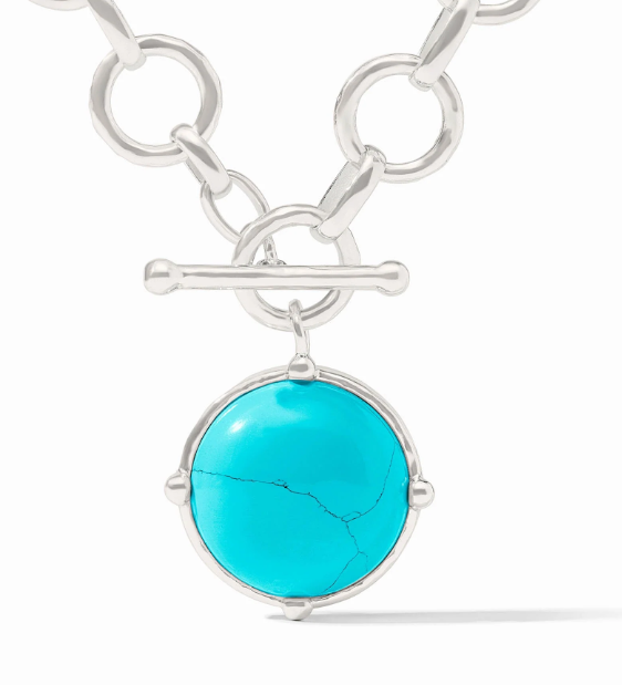 Julie Vos Honeybee Statement Necklace- Turquoise Blue/ SILVER
