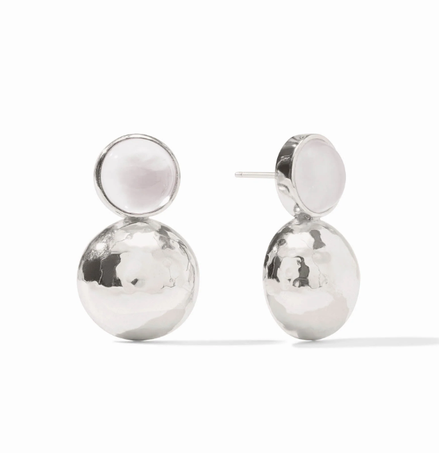 Julie Vos Solara Midi Earring- Silver/Iridescent Clear Crystal