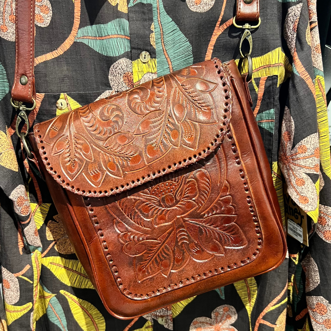 Kuriosa - The Kimberly- Handtooled Leather Shoulder/Crossbody Handbag