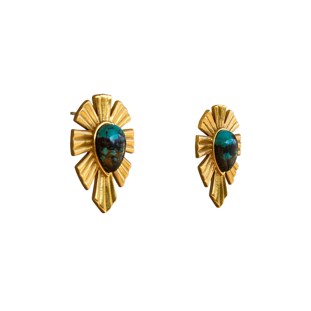 Christina Greene LLC - Gold & Bold Stud Earrings - Turqouise