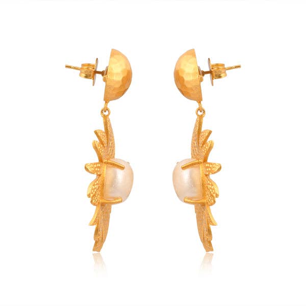 Christina Greene LLC - Anemone's Charm Drop Earrings - Pearl