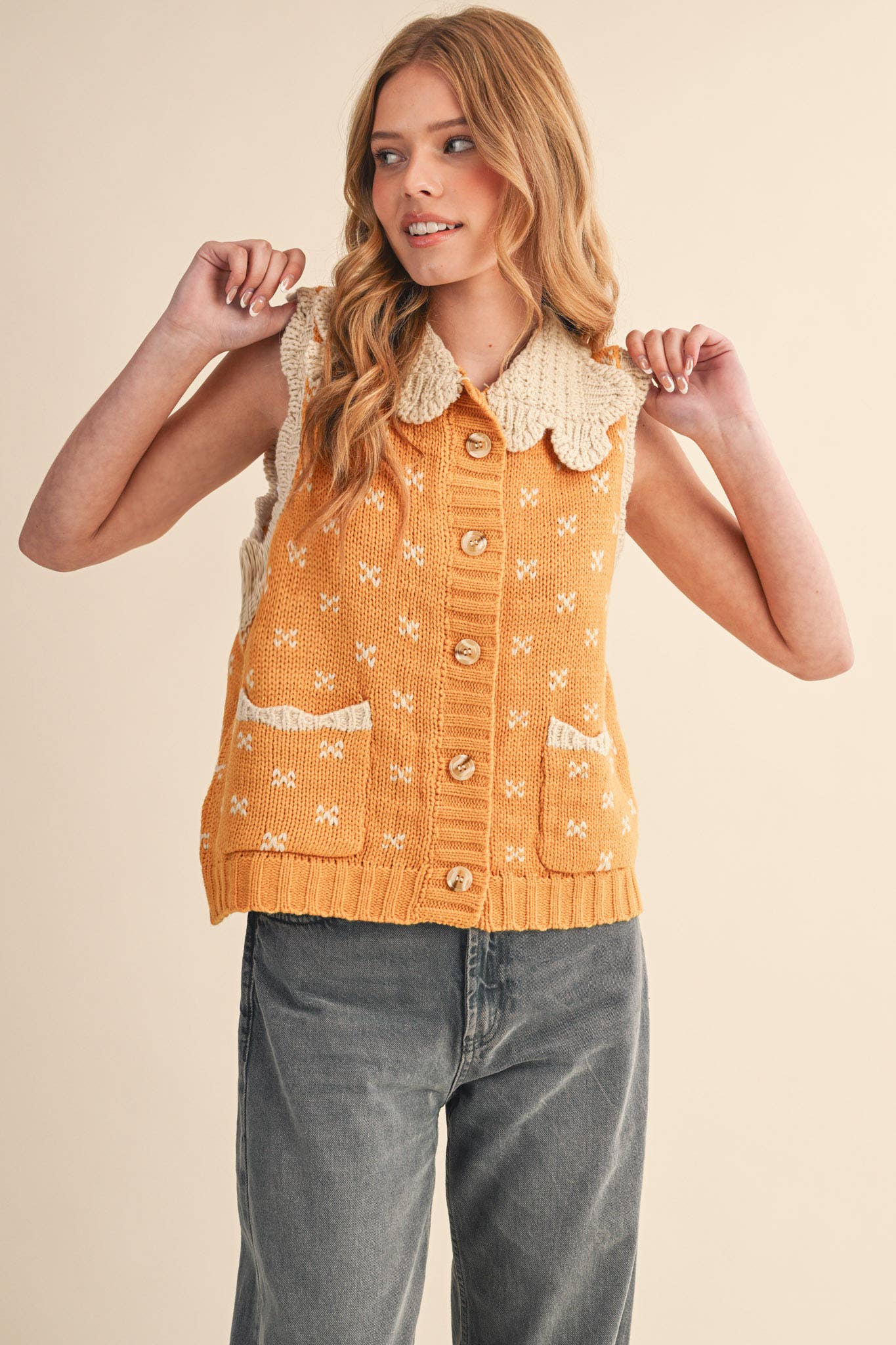 &MERCI - DOLL COLLAR SWEATER VEST MSW10908