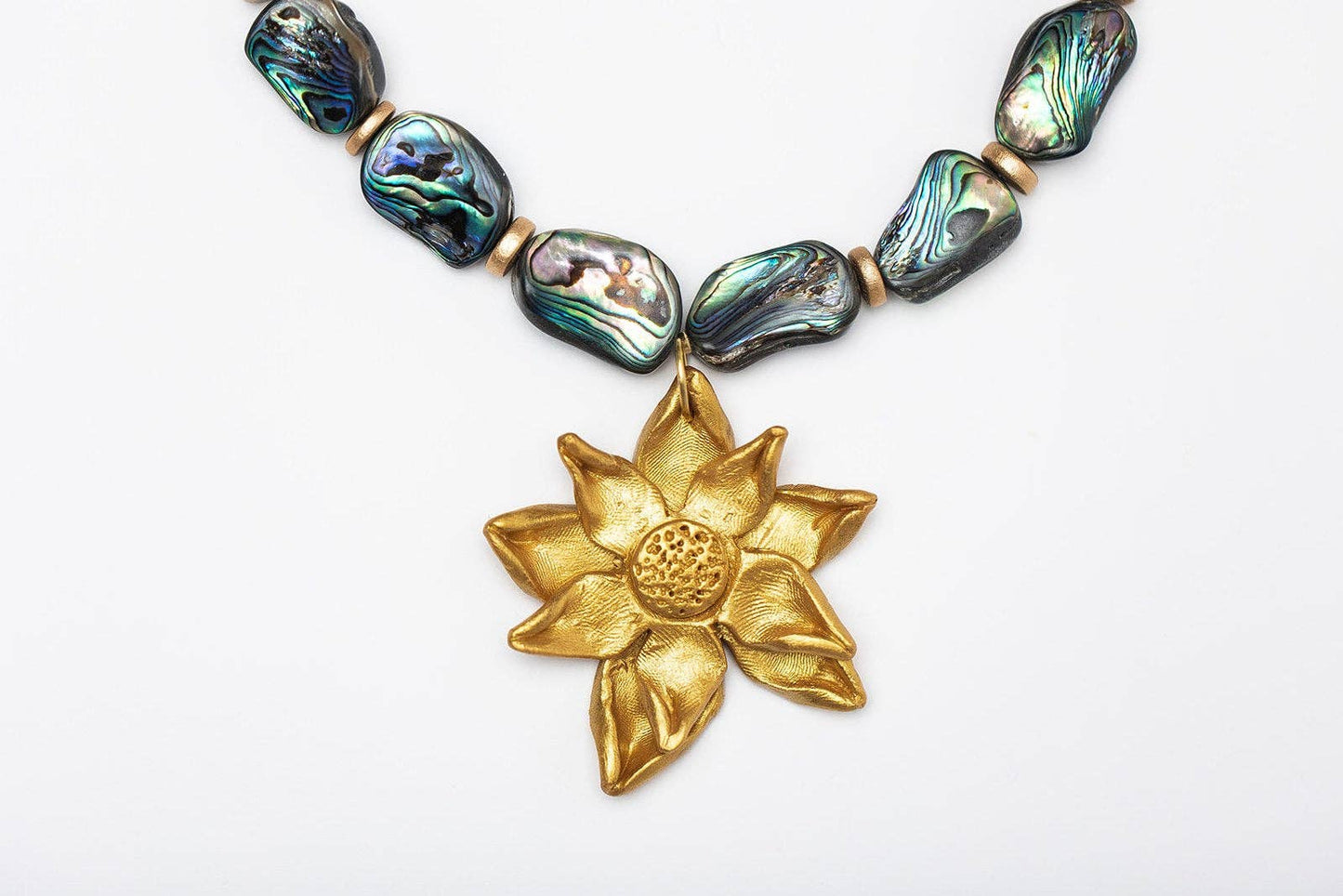 Abalone Shell with Double Stargazer Lily Necklace