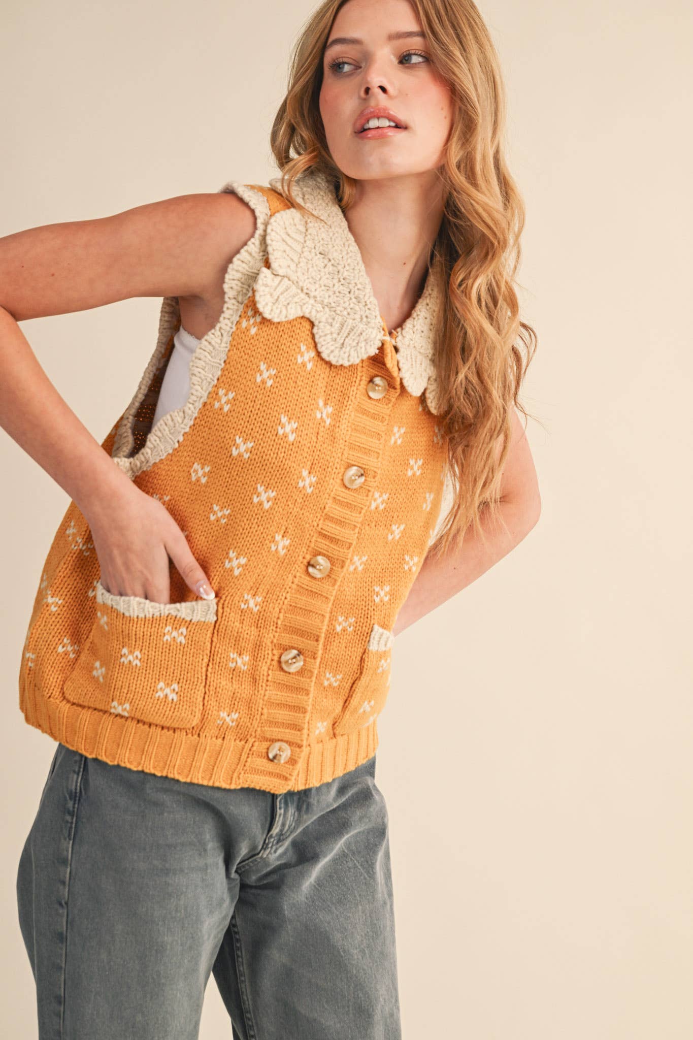 &MERCI - DOLL COLLAR SWEATER VEST MSW10908