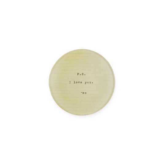 PS I Love You Mini Round Decoupage Plate - 4"