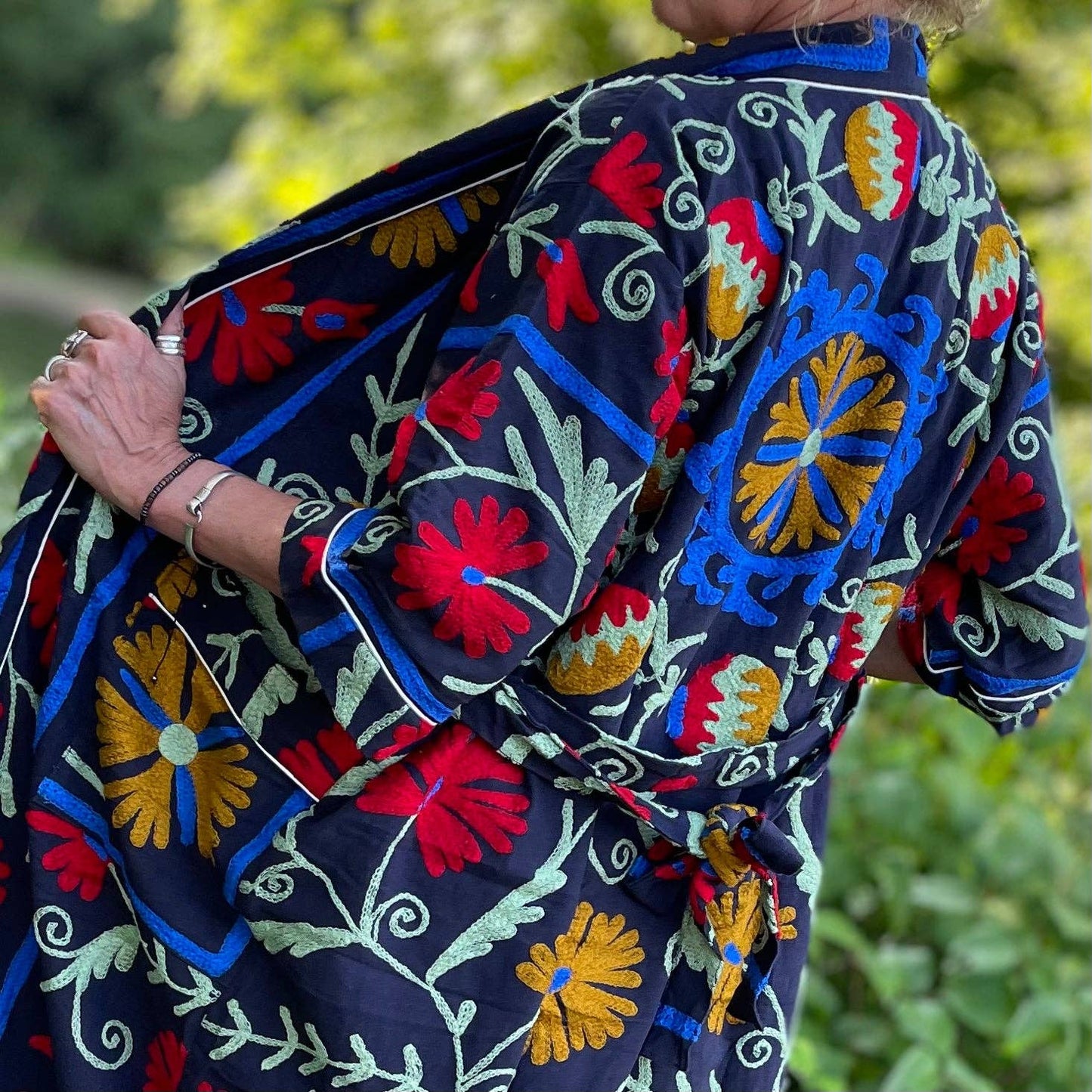 Suzani Hand Embroidered Jacket - Navy