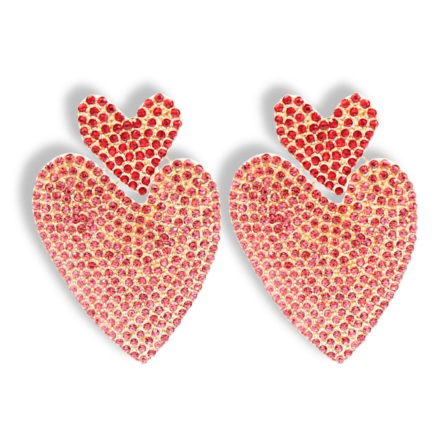 Brianna Cannon- Red and Pink Double Drop Heart Earrings
