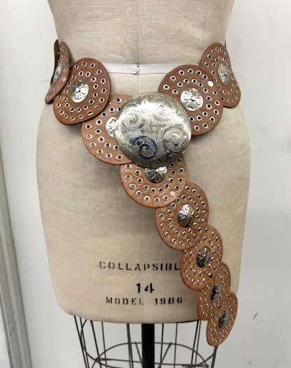 DAIRI - Leather belt disc shape b100