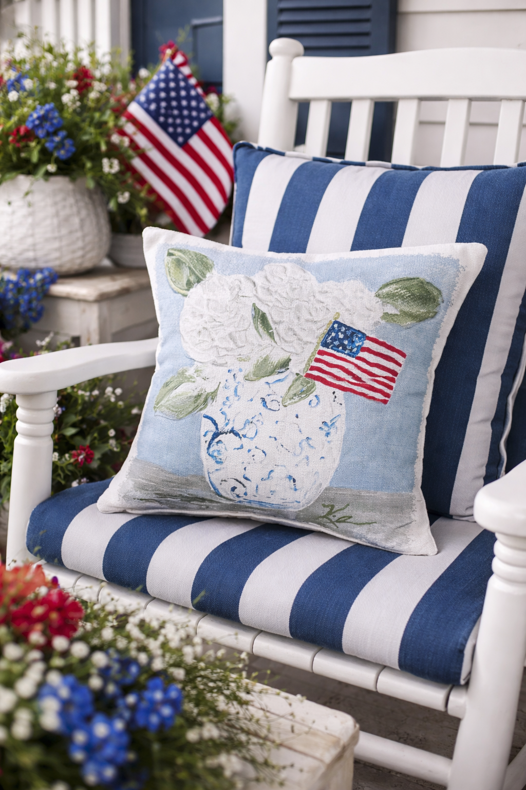 Southern Cotton Mill - GA Hydrangea Flag Pillow