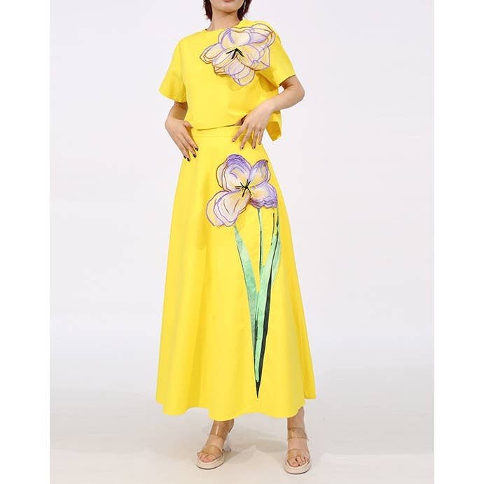 Floral Statement Top and Maxi Skirt Two Piece Set