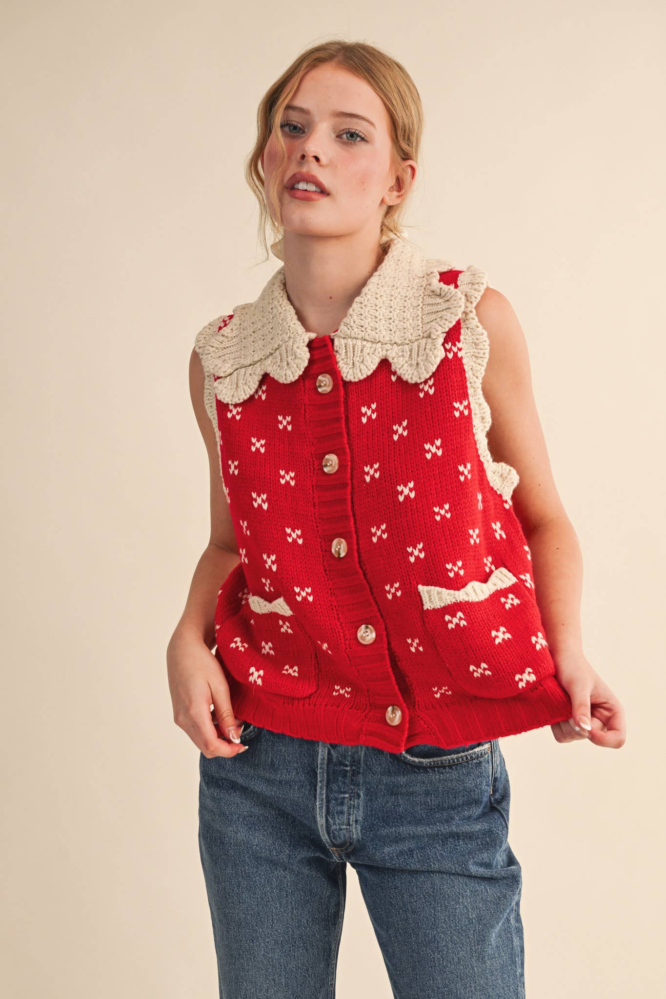&MERCI - DOLL COLLAR SWEATER VEST MSW10908