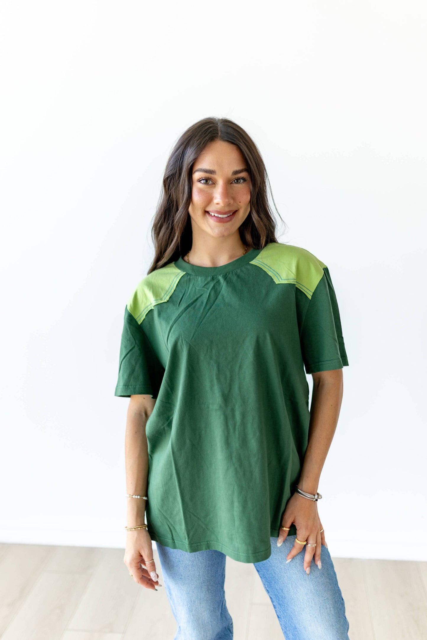 Two tone yolk green tee