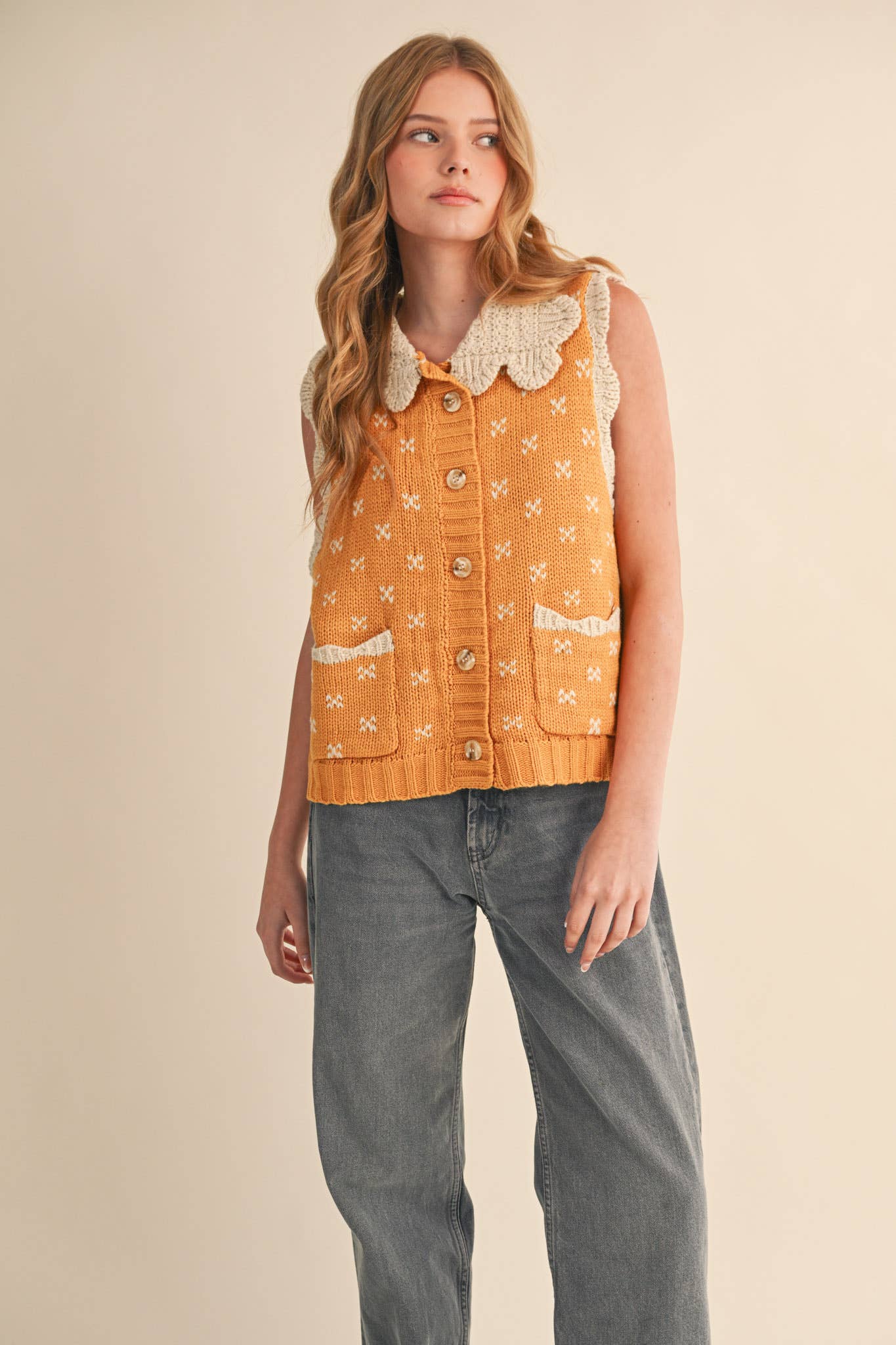 &MERCI - DOLL COLLAR SWEATER VEST MSW10908