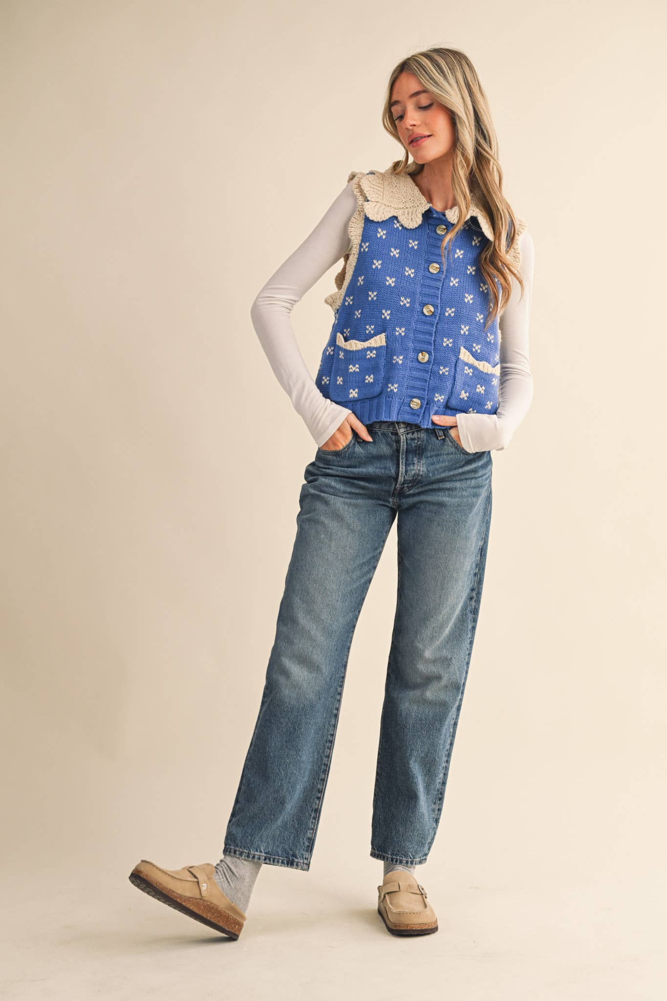 &MERCI - DOLL COLLAR SWEATER VEST MSW10908