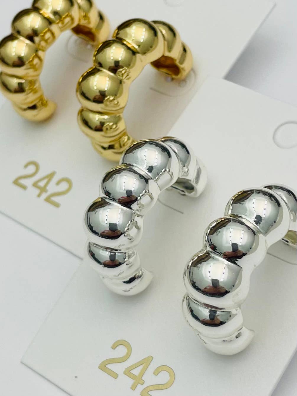 Wide Bubble Hoop- Silver