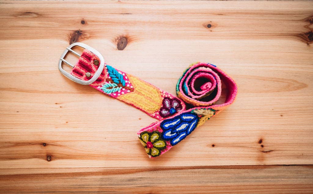 Madeline Parks® - Hot Pink Hand Embroidered Belt