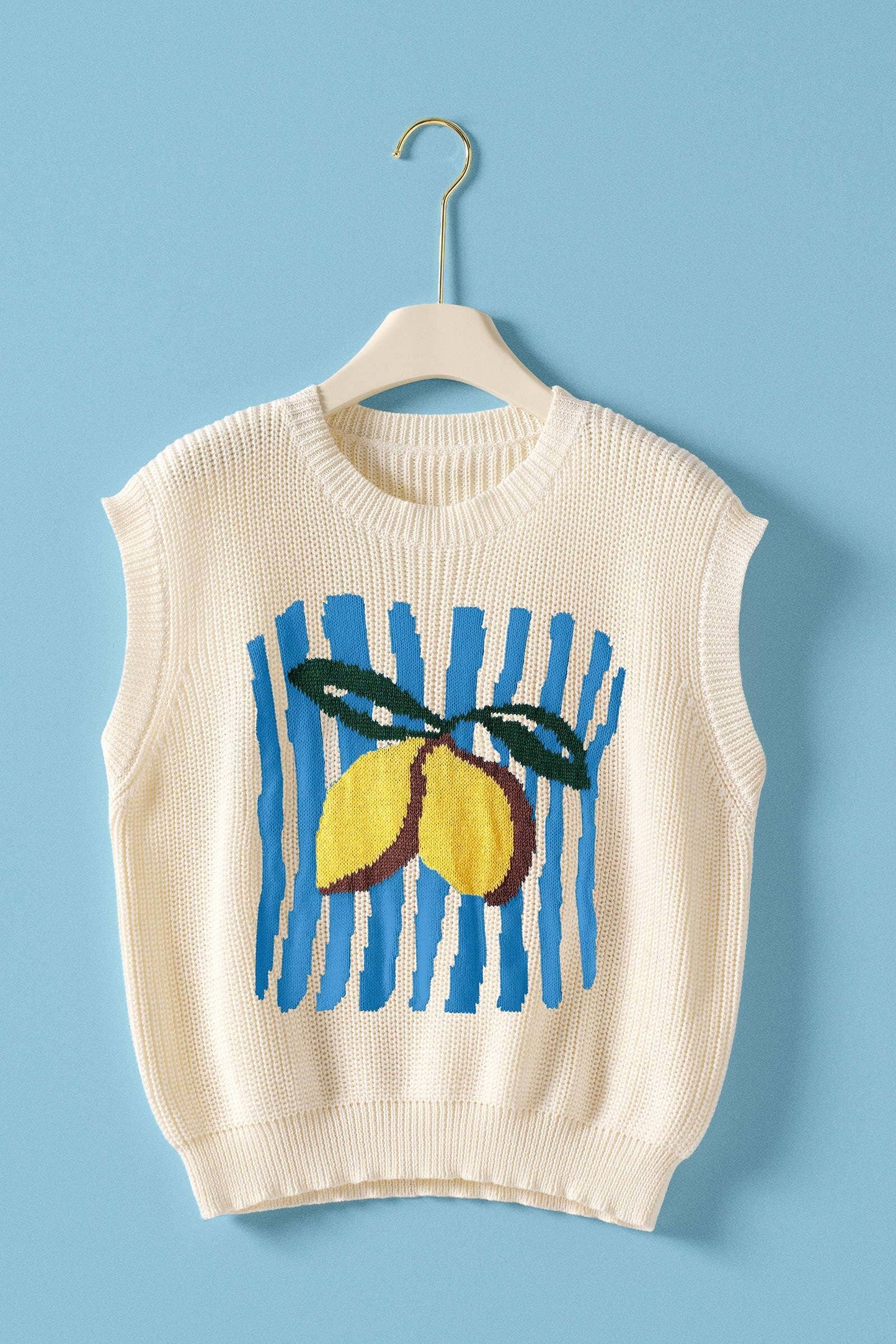 Urban Daizy - Lemon Graphic Knit Vest Citrus Print