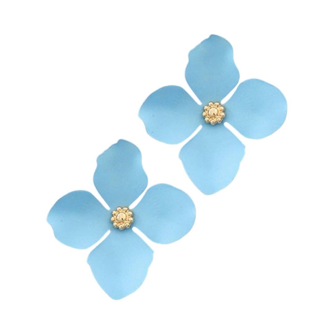 Light Blue Petal Statement Stud Earrings