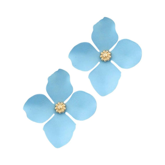 Light Blue Petal Statement Stud Earrings