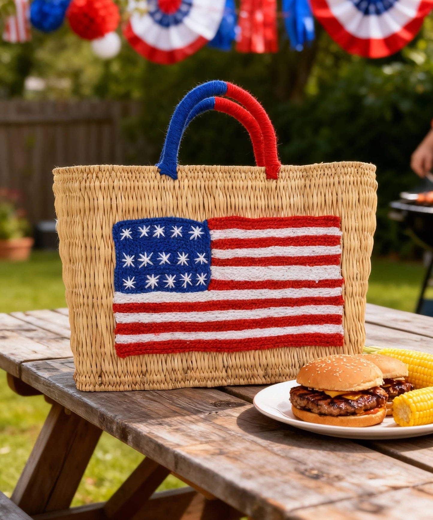 King Of Handmade - Handmade American Flag Tote – 4th of July Celebration