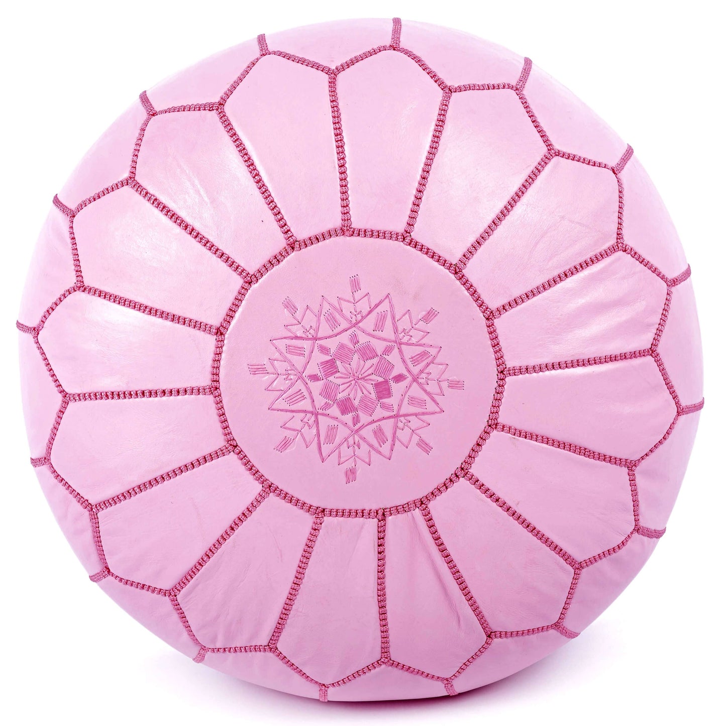 King Of Handmade - Pink Ottoman Leather Pouf - New Home Gift