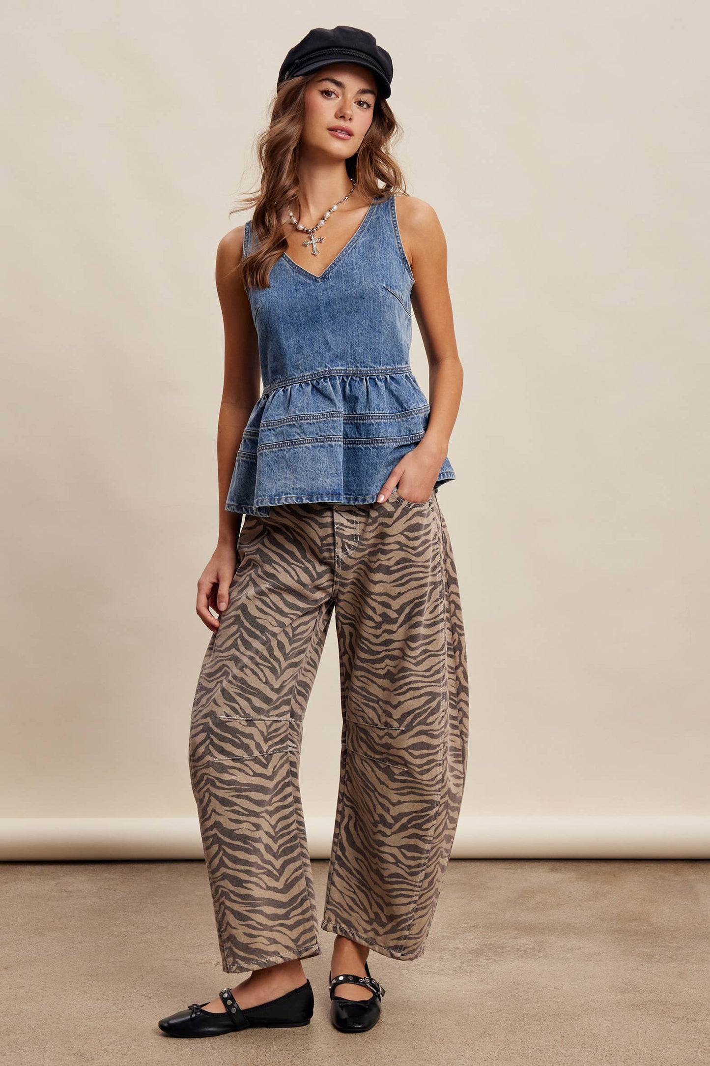 Denim Peplum Tank Top LT1473