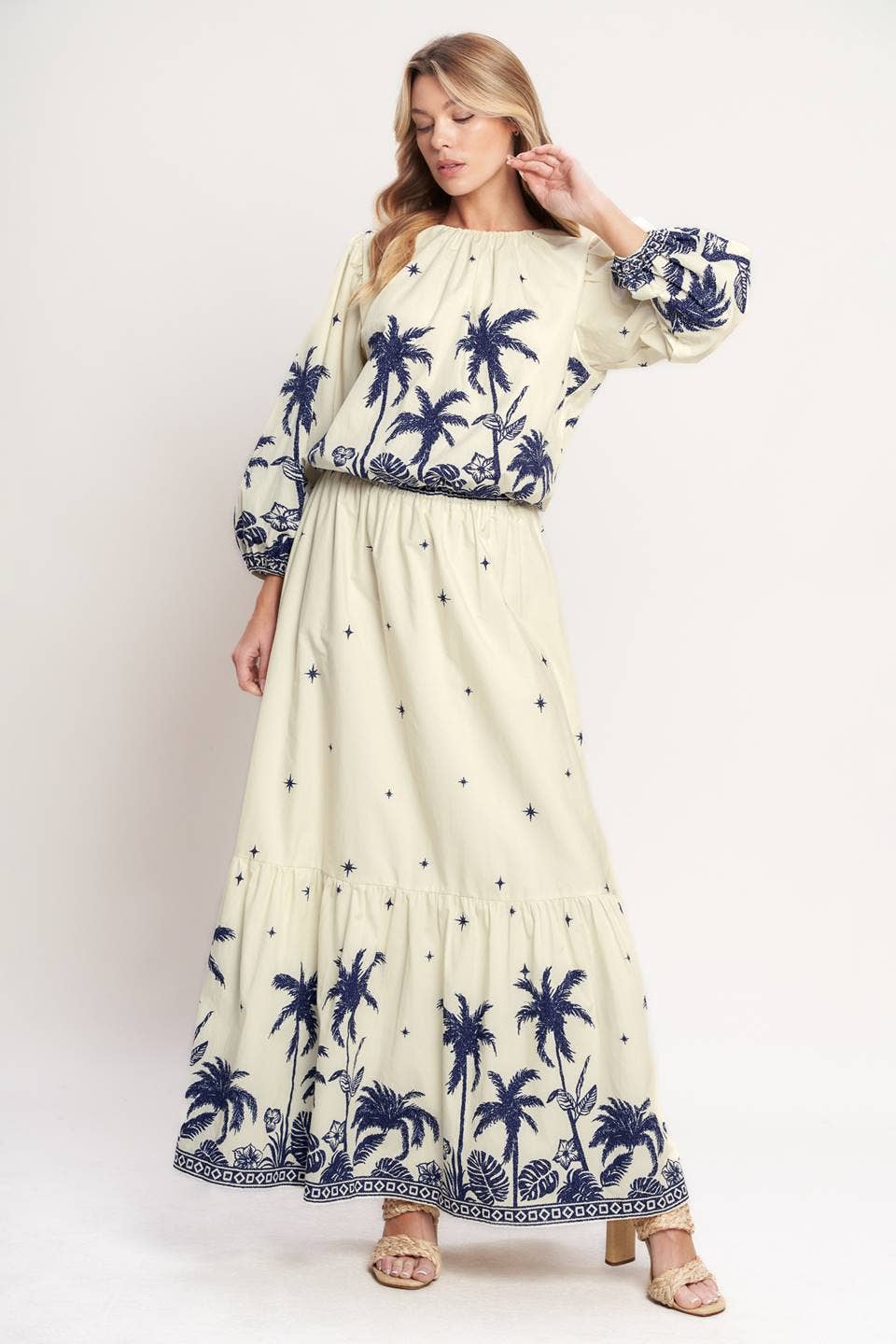 Navy Palms Skirt