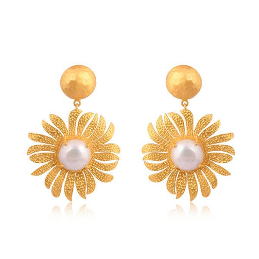 Christina Greene LLC - Anemone's Charm Drop Earrings - Pearl