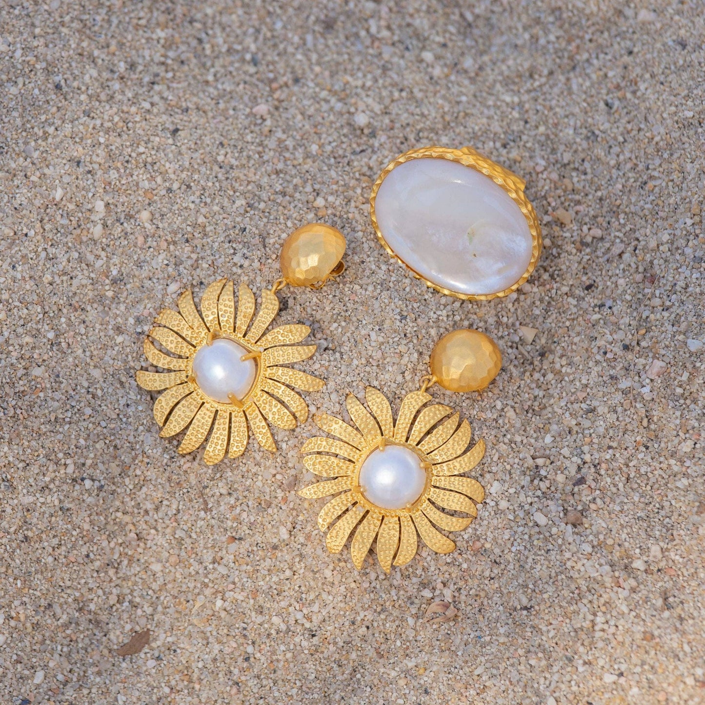 Christina Greene LLC - Anemone's Charm Drop Earrings - Pearl