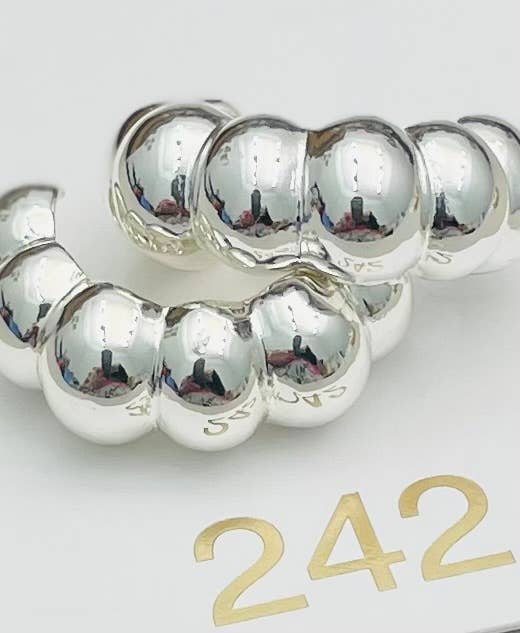 Wide Bubble Hoop- Silver