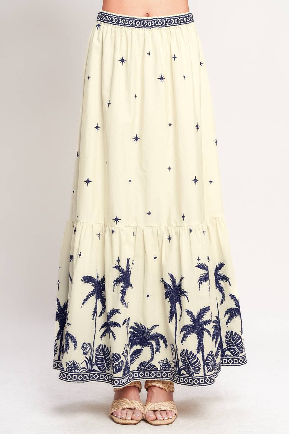 Navy Palms Skirt