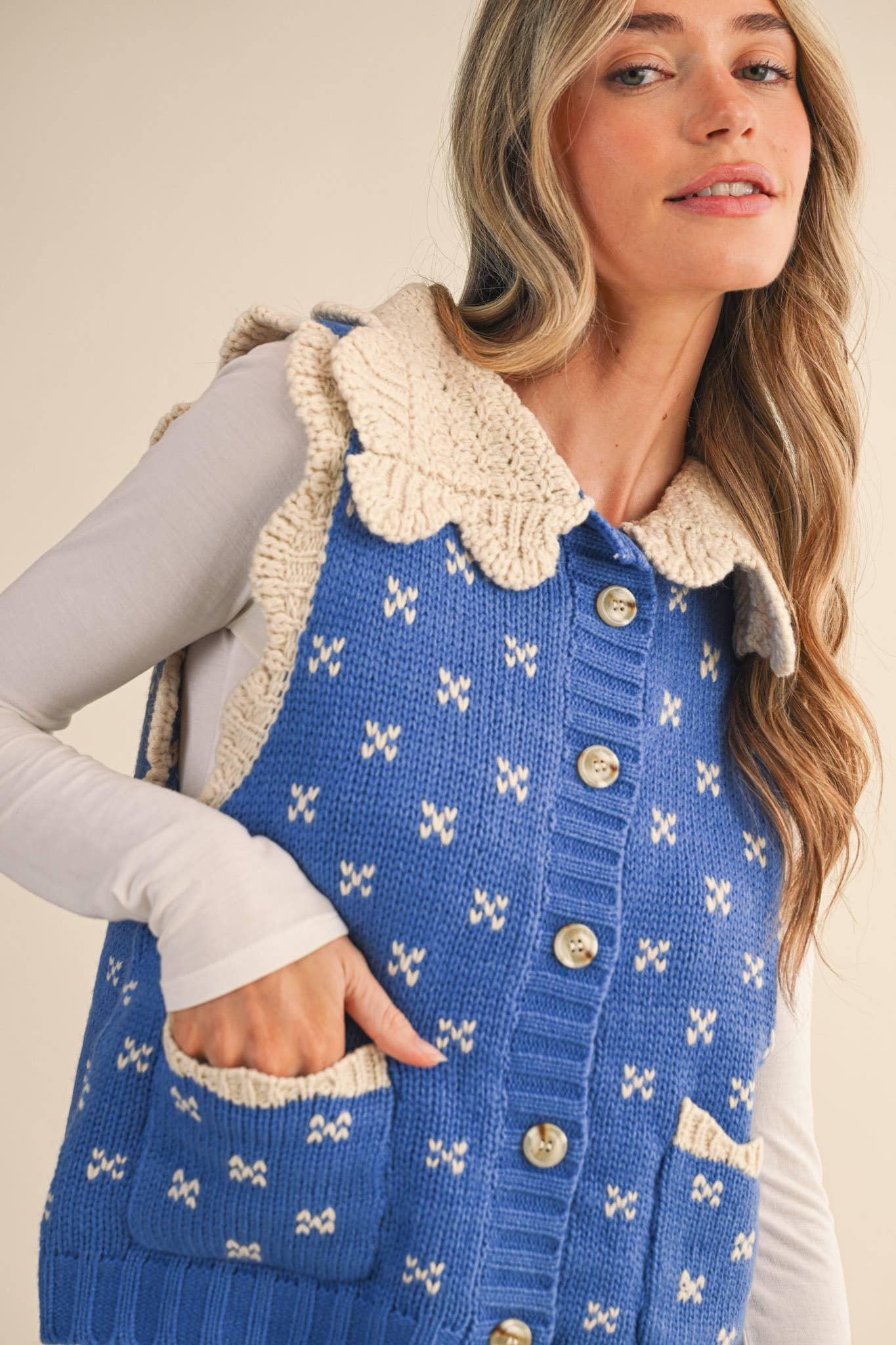 &MERCI - DOLL COLLAR SWEATER VEST MSW10908