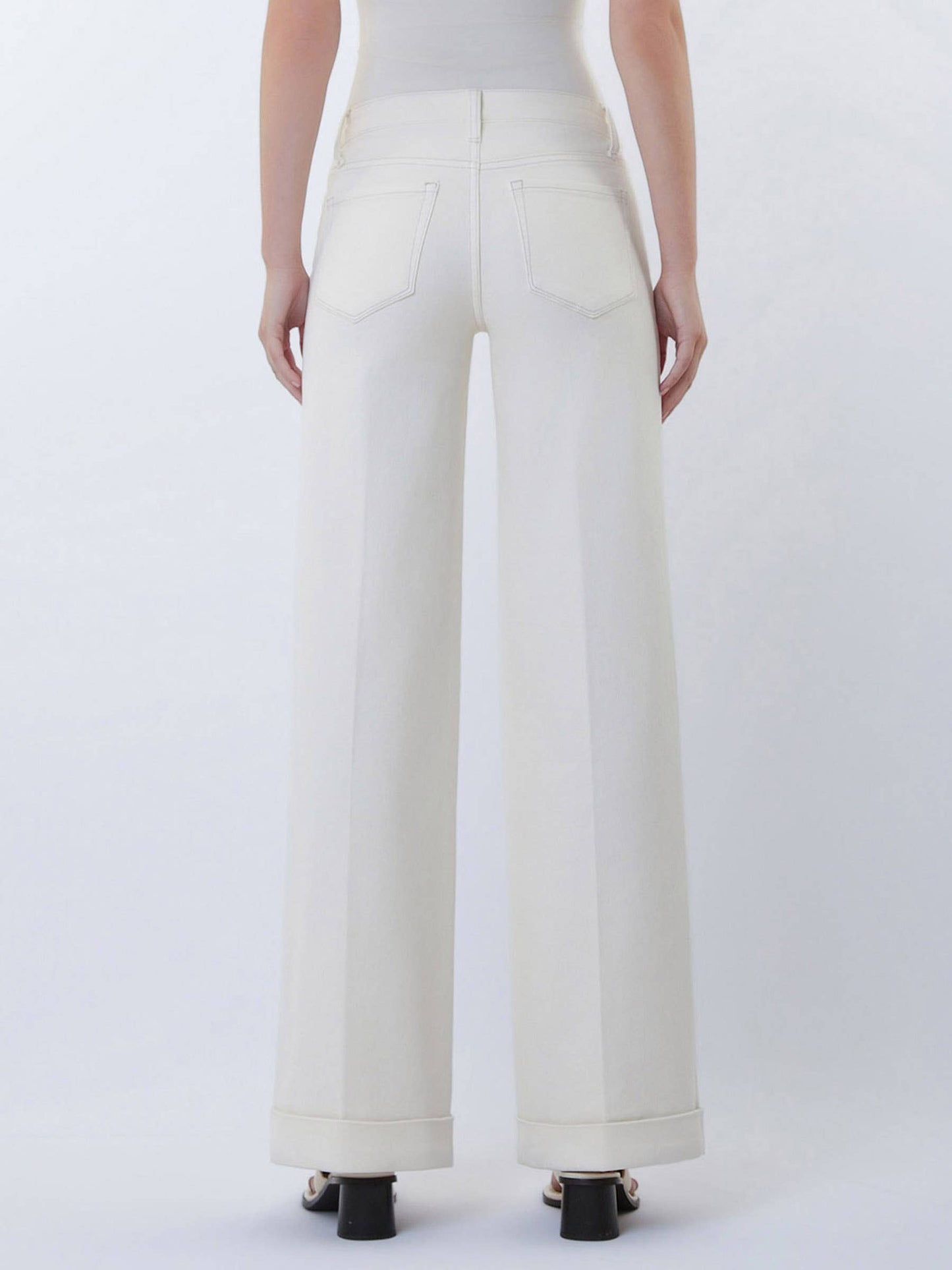 FLYING MONKEY - MID RISE TROUSER PRESSED CUFFED WIDE LEG JEANS F9151ECR