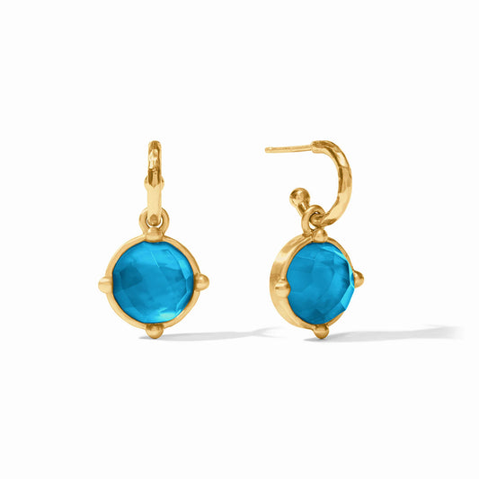 Julie Vos Honeybee Hoop and Charm Earring-  iridescent london blue