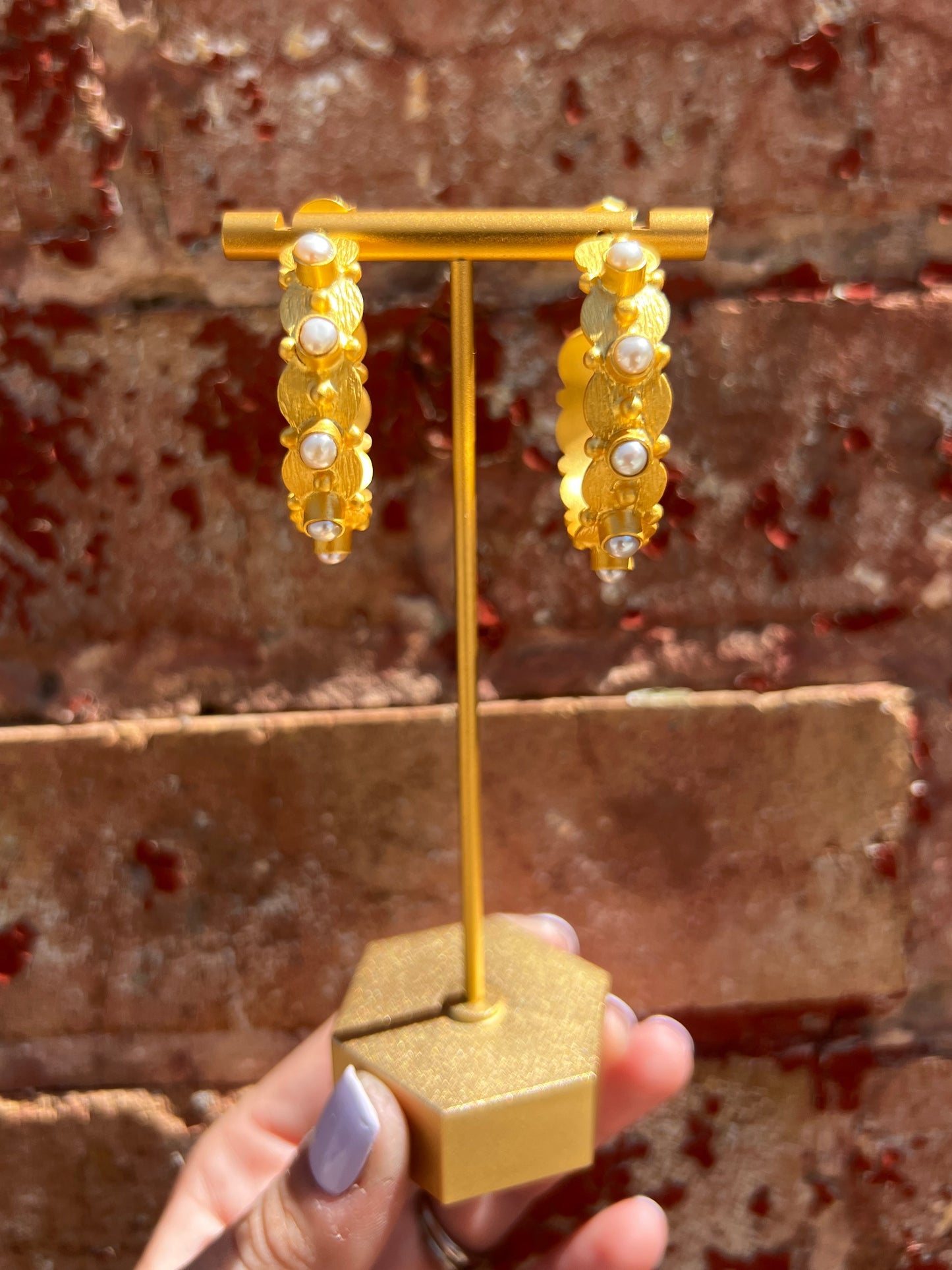 Christina Greene Honeysuckle Hoop Earrings - Pearl