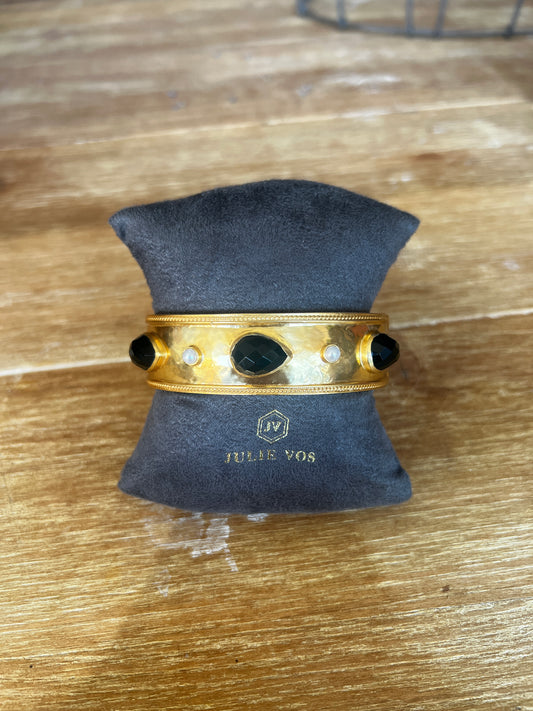 Julie Vos Cannes Statement Hinge Bangle- Obsidian