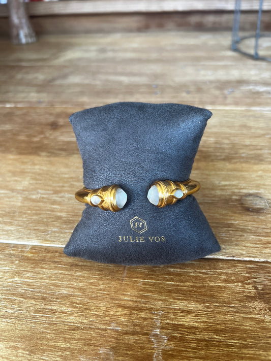 Julie Vos Cannes Demi Cuff- Iridescent Clear Crystal