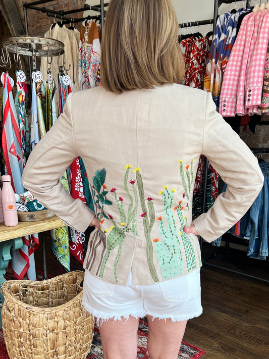 Colorful Cactus Beaded/Embroidered Blazer