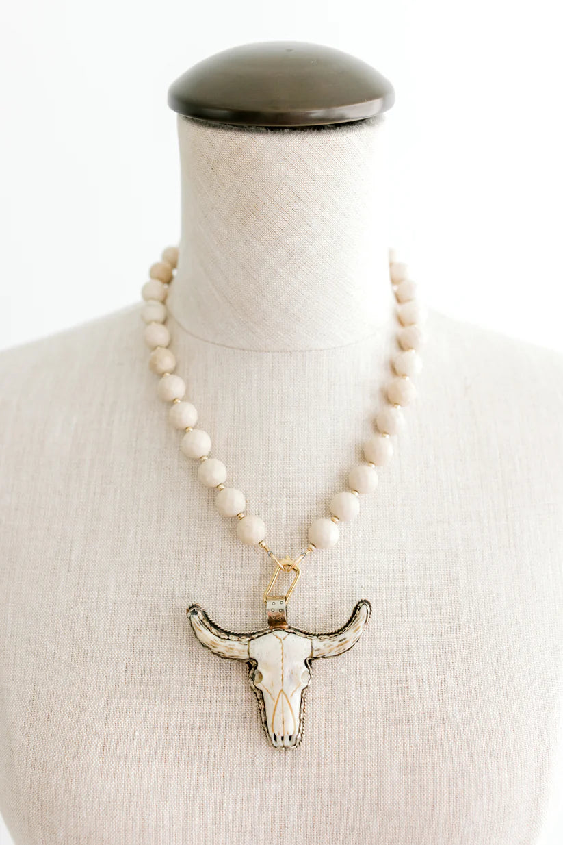 Kori Green Designs Riverstone Necklace with longhorn Pendant