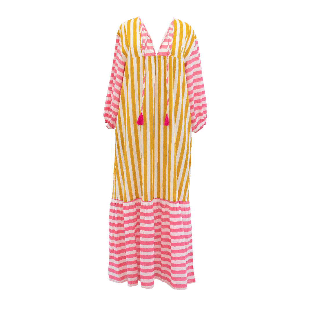 Sunshine Tienda - Mustard Stripe Copa Dress