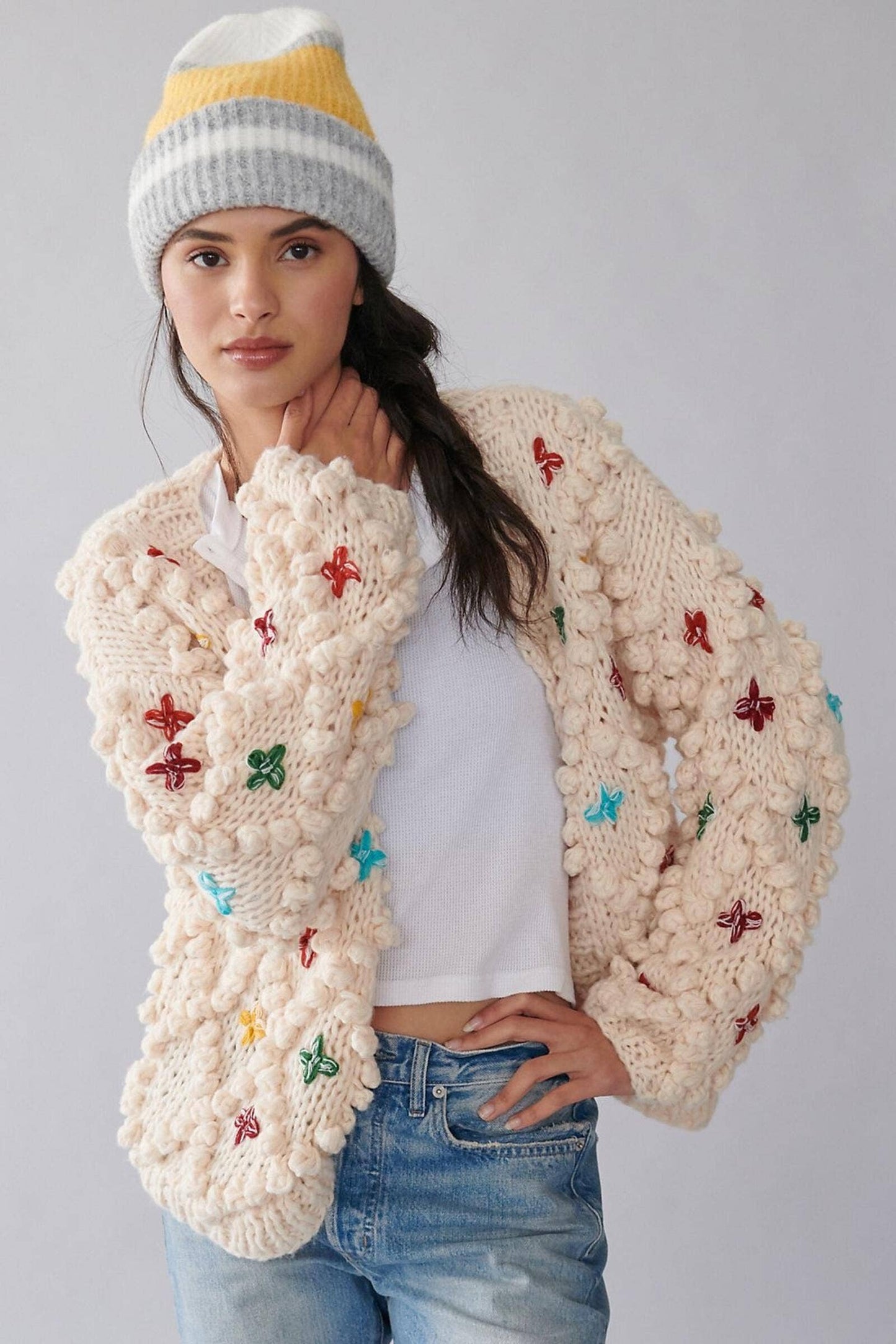 The "Daisy" Ivory Knitted Cardigan